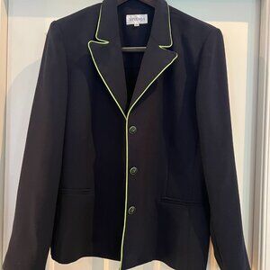 Womens Size 14 Studio I Navy Blue and Neon Green Blazer